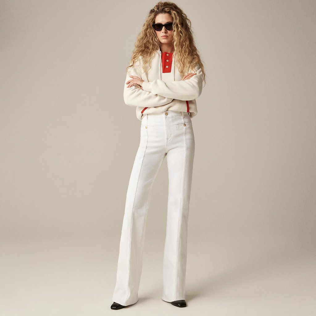 J. Crew Women's White New Vintage Flare High Rise Semi Stretch Jean 26 Petite